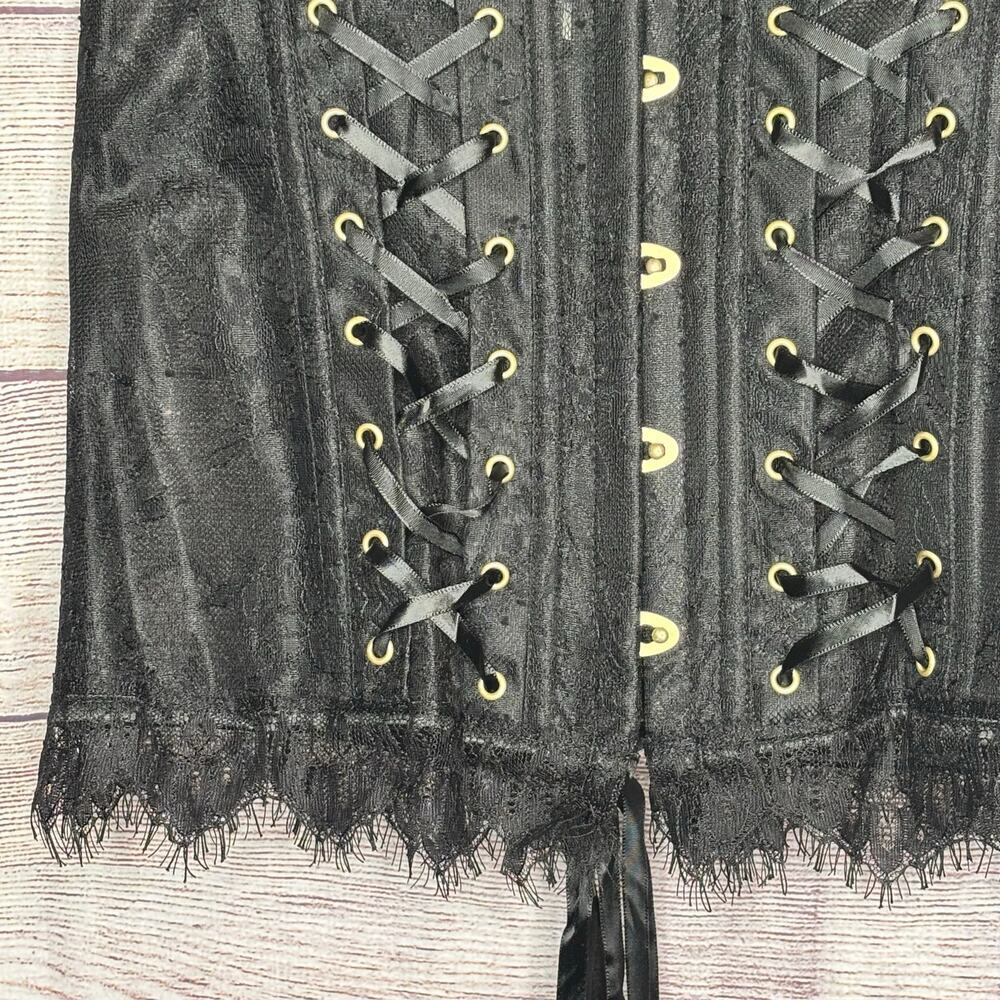 Adore Me Avelle Contour Lace Up Black Ribbon Tie Cosplay Corset New Size Large - Picture 11 of 14
